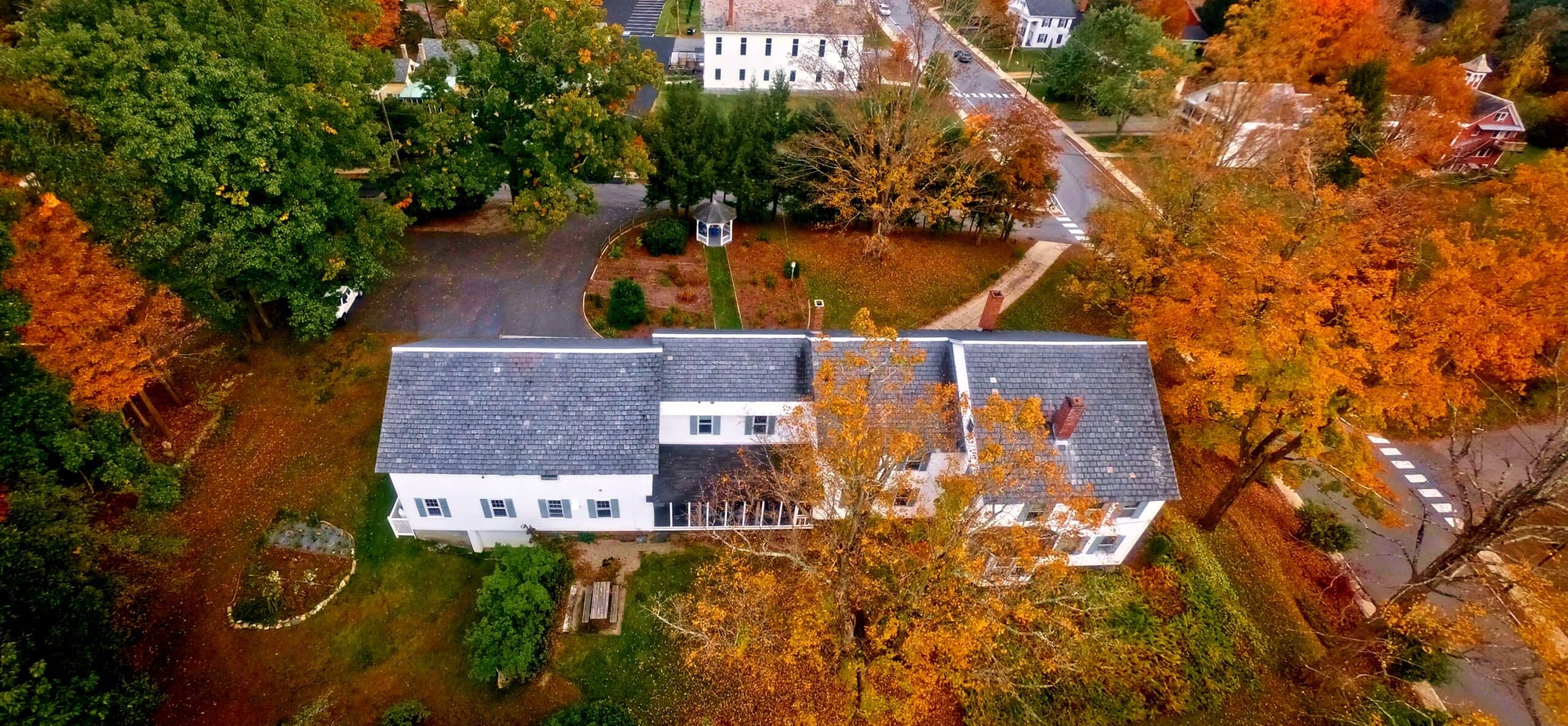 Aerial autumn picture of inn