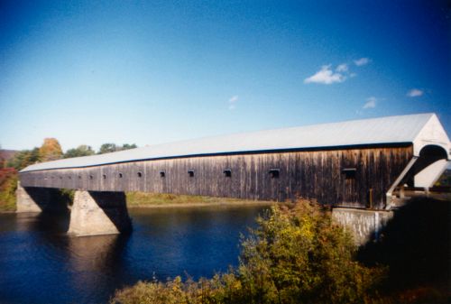 Long covered bridge over the Connecticut River